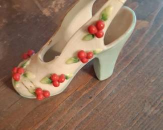 Vintage HINAGI Ceramic High Heel Shoe Figurine with Cherries