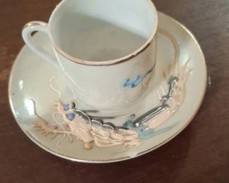 Vintage Japanese Dragonware Tea Cup and Saucer Set