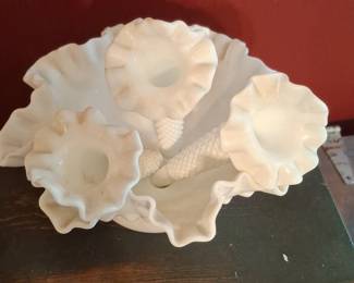 Fenton Hobnail Milk Glass Epergne second image