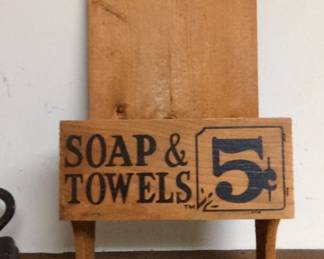 Vintage Wooden Cent Soap  Towels Dispenser