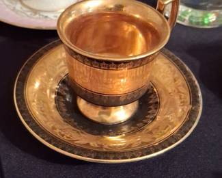 Gilded Porcelain Teacup and Saucer