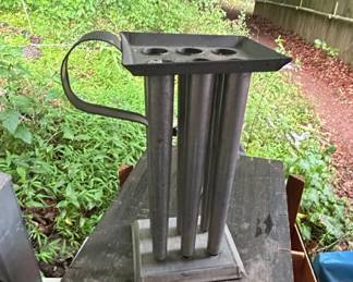 Antique Tin Taper Candle Mold Holder