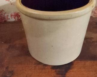 Stoneware Crock with Cobalt Blue Glaze Interior
