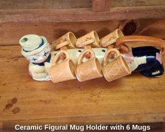 Ceramic Figural Mug Holder with Mugs