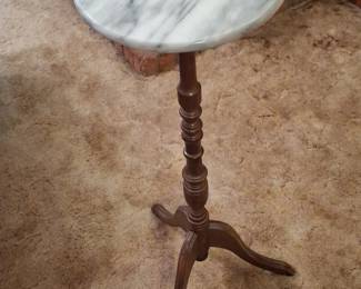 Vintage Marble Top Pedestal Plant Stand