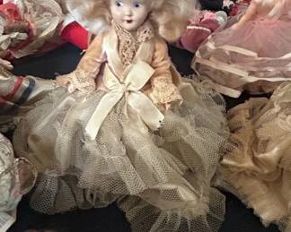 Vintage Bisque Doll with Lace Dress