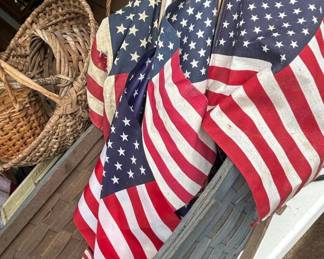 Vintage American Flags with Poles