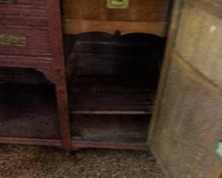 Antique Oak Sideboard with Carved Panels fifth image