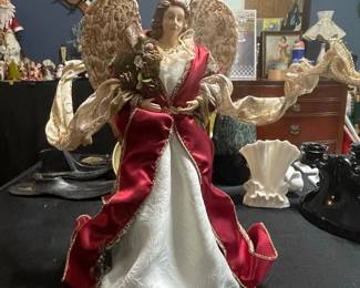 Traditional Red and Gold Angel Tree Topper