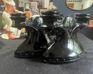 Black Amethyst Glass Candlestick Holder