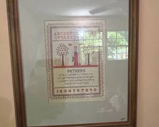 Framed Fathers CrossStitch Sampler
