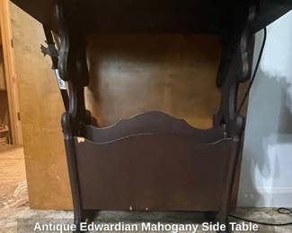 Antique Edwardian Mahogany Side Table Magazine Rack