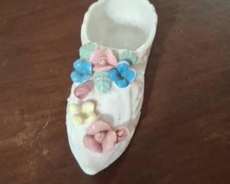 Ceramic Shoe Figurine with Floral Appliqus  Occupied Japan