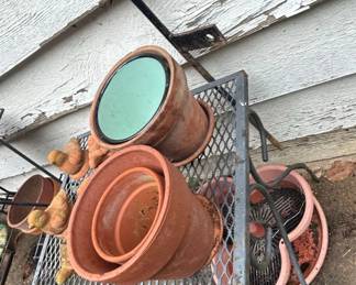 Terracotta Planters with Bird Decorations
