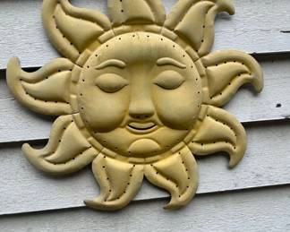 Vintage Metal Sun Face Wall Decor  Happy Sun