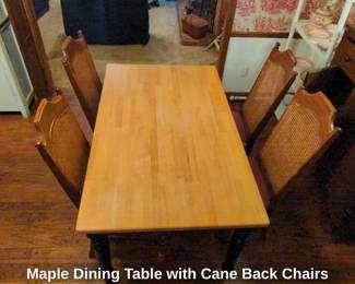 Maple Dining Table with Cane Back Chairs