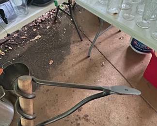 HandForged Blacksmith Tongs with Wooden Handle second image