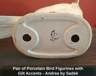 Pair of Porcelain Bird Figurines with Gilt Accents  Andrea by Sadek second image