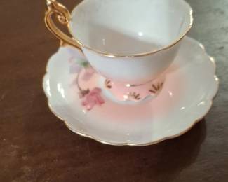 Occupied Japan Teacup and Saucer Set with Pink Roses