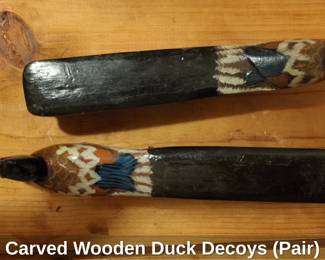 Carved Wooden Duck Decoys Pair