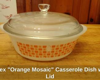 Pyrex Orange Mosaic Casserole Dish with Lid