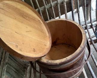 Vintage Wooden Firkin Sugar Bucket with Lid second image