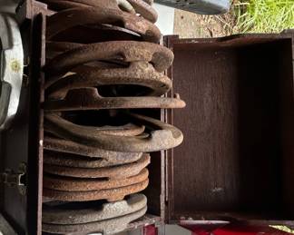 Cast Iron Horseshoe Collection in Wooden Box