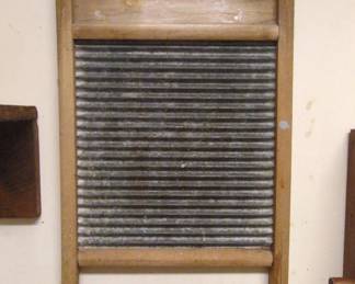 Antique Wooden Washboard with Pearl Branding
