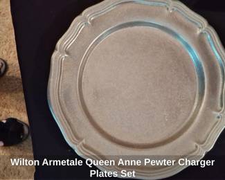 Wilton Armetale Queen Anne Pewter Charger Plates Set