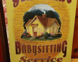 Grandmas Babysitting Service Metal Sign