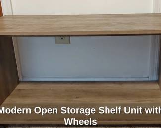Modern Open Storage Shelf Unit with Wheels