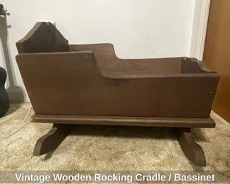 Vintage Wooden Rocking Cradle or Bassinet