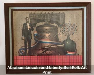 Abraham Lincoln and Liberty Bell Folk Art Print