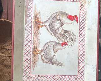 Vintage Toleware Rooster Tray