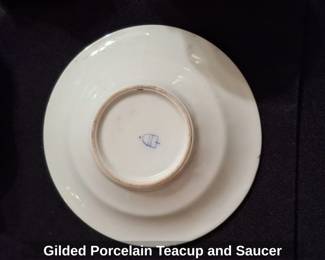 Gilded Porcelain Teacup and Saucer second image