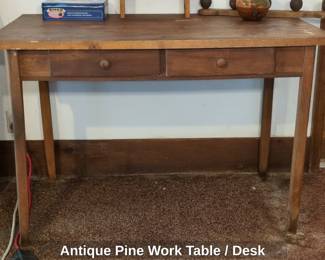 Antique Pine Work Table or Desk