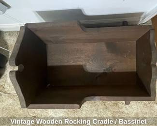 Vintage Wooden Rocking Cradle or Bassinet second image