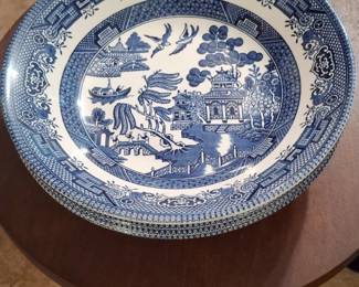 Churchill Blue Willow Pattern Soup Bowls