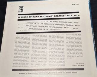 Hank Williams More of Hank Williams Greatest Hits, Vol. III LP second image