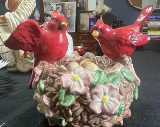 Cardinal Bird Nest Music Box  Shafford
