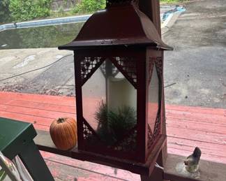 Vintage Red Metal Hanging Lantern