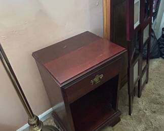 Mahogany Finish Nightstand with Drawer and Open Shelf second image