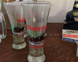 Budweiser Winter Scene Beer Glasses Set of