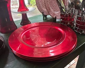 Home Goods Red Metallic Charger Plates