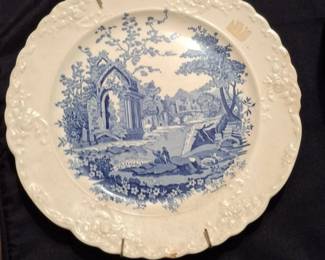 English Abbey Blue Willow Pattern Plate