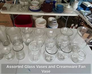 Assorted Glass Vases and Creamware Fan Vase third image