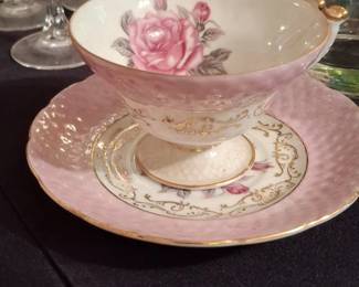 Pink Rose Teacup and Saucer Set