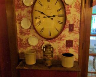 Vintage Red Toile Wall Clock