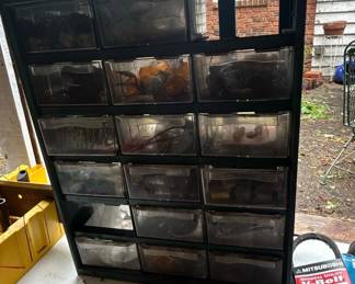 Vintage Metal Parts Cabinet with Clear Drawers