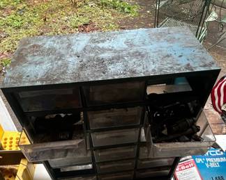 Vintage Metal Parts Cabinet with Clear Drawers second image